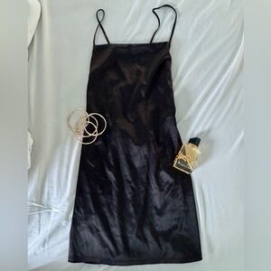 garage satin black slip dress